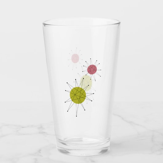 Avocado Groen Roze Franciscaan Starburst Midcentur Glas (Voorkant)