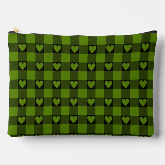 Avocado Groen Zwarte Buffalo Hart Geruit Etui (Voorkant)
