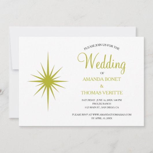 Avocado Groene Atomische Starburst Mid Century Bru Kaart (Voorkant)