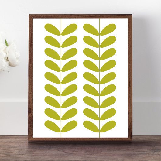 Avocado Groene Bloemknoppen Mid Century Modern Poster