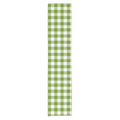 Avocado groene geruite Gingham Retro kleur Korte Tafelloper (Voorkant)