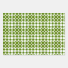 Avocado Groene Hart Plaid Gingham Retro Kleur Inpakpapier Vel