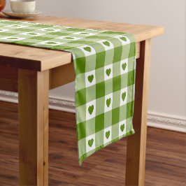 Avocado Groene Hart Plaid Gingham Retro Kleur Korte Tafelloper