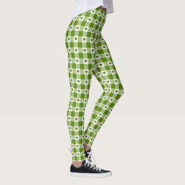 Avocado Groene Hart Plaid Gingham Retro Kleur Leggings