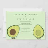 Avocado Groene Illustratie Bruiloft Kaart (Voorkant)