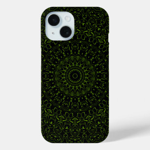 Avocado Groene Mandala met Geometrische Symmetrie iPhone 15 Case