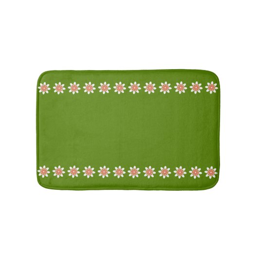 Avocado Groene Minimale Bloemrand Retro Badmat (Voorkant)