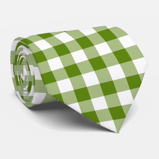 Avocado groene ruit Gingham Retro kleur stropdas (Opgerold)