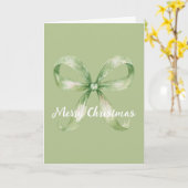 Avocado Groene Strik Kerstmis Kaart (Gele Bloem)