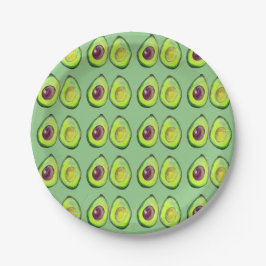 Avocado Groene Vegan Voedsel Liefhebber Vegetarisc Papieren Bordje