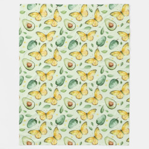 Avocado Groene Vlinders Verjaardag Fleece Deken