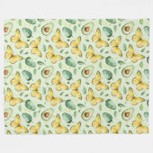 Avocado Groene Vlinders Verjaardag Fleece Deken (Voorkant (Horizontaal))