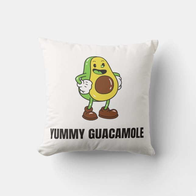 Avocado Guacamole Food Kawaii Face Kussen (Voorkant)