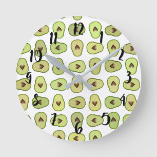 Avocado Hart Fruit Trendy Voedsel Whimsical Koel Ronde Klok
