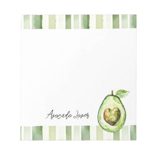 Avocado Hart Groene Strepen Notitieblok (Voorkant)