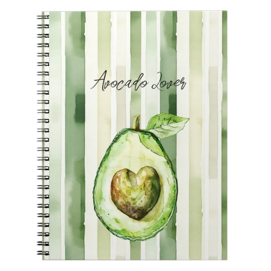 Avocado Hart Groene Strepen Notitieboek (Voorkant)
