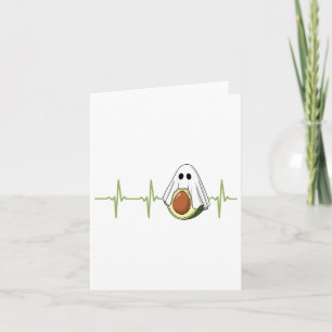 Avocado Heartbeat Halloween Ghost Boocado Vegan Me Kaart