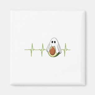 Avocado Heartbeat Halloween Ghost Boocado Vegan Me Magneet