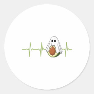 Avocado Heartbeat Halloween Ghost Boocado Vegan Me Ronde Sticker