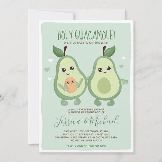 Avocado Heilig Guacamole Lesbian Baby shower Kaart (Voorkant)