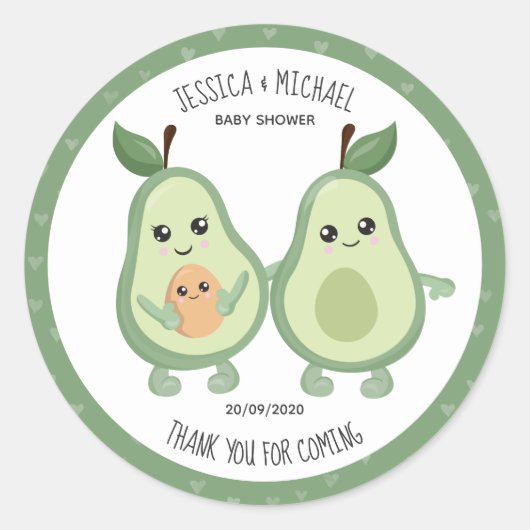 Avocado Heilige Guacamole Baby shower Ronde Sticker (Voorkant)