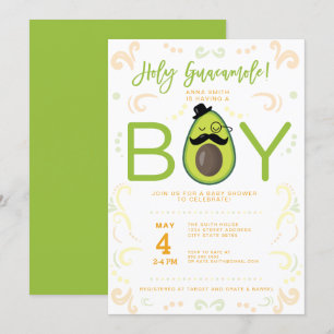 Avocado Heilige Guacamole Boy Baby shower Taco Kaart