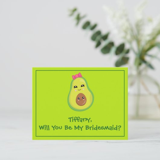 Avocado Hipster zal jij mijn Bridesmaid zijn Briefkaart (Staand voorkant)