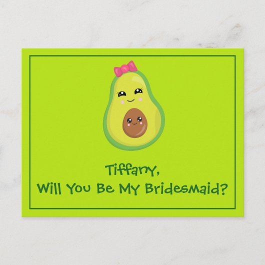 Avocado Hipster zal jij mijn Bridesmaid zijn Briefkaart (Voorkant)
