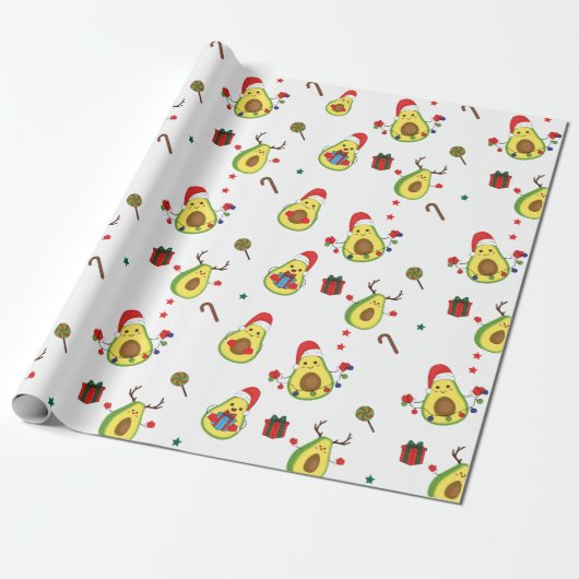 Avocado Holiday Wrapping Paper Cadeaupapier (Uitgerold)