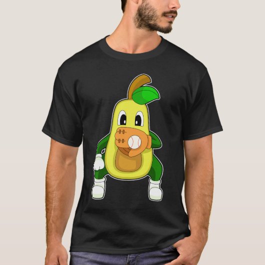 Avocado Honkbal Honkbal Handschoen Sport T-shirt (Voorkant)