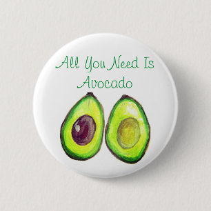 Avocado Humor Text Vegan Food Healthy Fruit Button