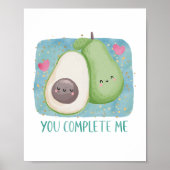 Avocado: "Ik hou van de Waterverf van Kawaii" Poster (Voorkant)