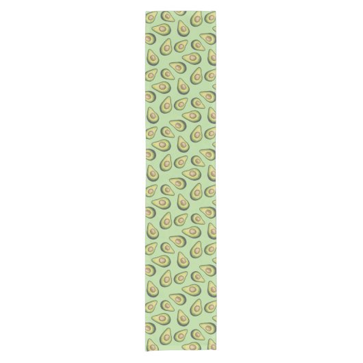Avocado Illustrated Pattern Green Monogram Korte Tafelloper (Voorkant)