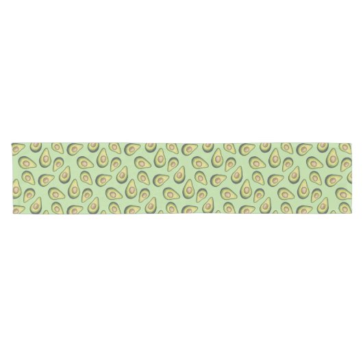 Avocado Illustrated Pattern Green Monogram Korte Tafelloper (Horizontaal)