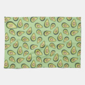 Avocado Illustrated Pattern Green Monogram Theedoek (Horizontaal)
