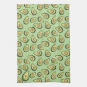 Avocado Illustrated Pattern Green Monogram Theedoek (Verticaal)
