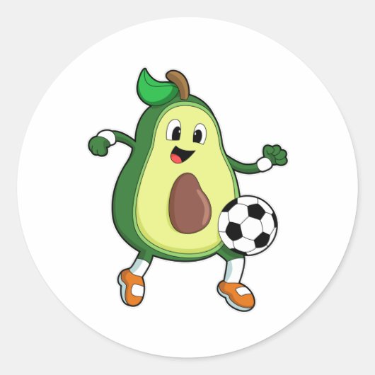 Avocado in Soccer Sports Ronde Sticker (Voorkant)