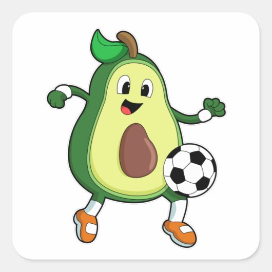 Avocado in Soccer Sports Vierkante Sticker (Voorkant)