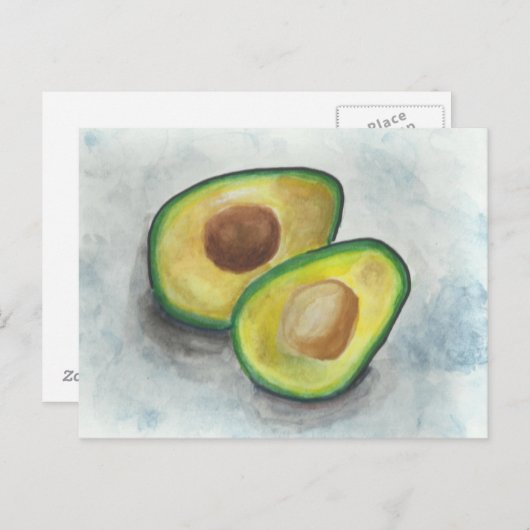 Avocado in Waterverf Briefkaart (Voorkant / Achterkant)