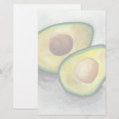 Avocado in Waterverf Briefpapier (Voorkant / Achterkant)
