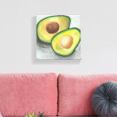 Avocado in Waterverf Canvas Afdruk (Insitu (Woonkamer))