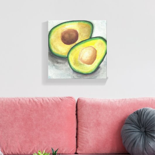 Avocado in Waterverf Canvas Afdruk (Insitu (Woonkamer))