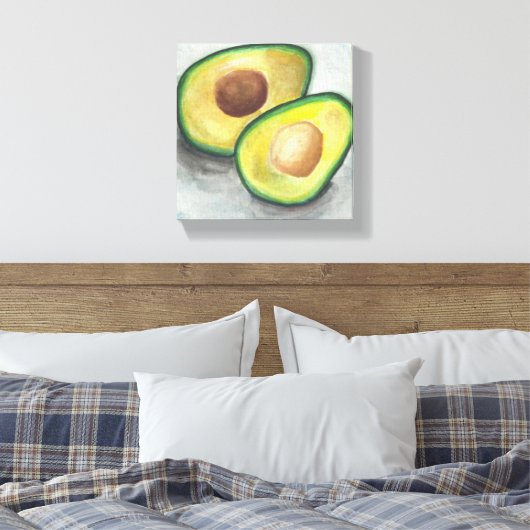 Avocado in Waterverf Canvas Afdruk (Insitu (Slaapkamer))