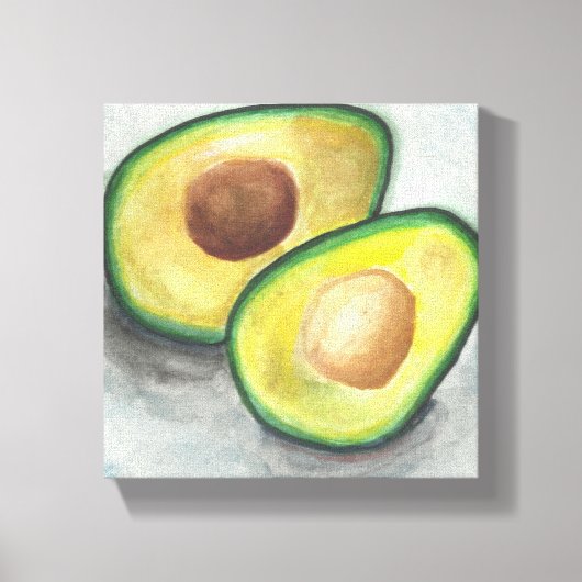 Avocado in Waterverf Canvas Afdruk (Voorkant)