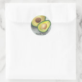 Avocado in Waterverf Dank u Ronde Sticker (Tas)