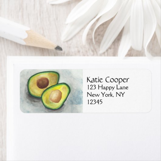 Avocado in Waterverf Etiket (Insitu)