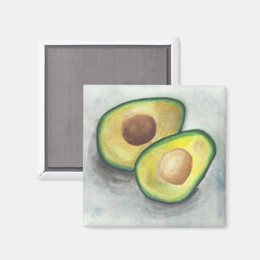 Avocado in Waterverf Magneet (Voorkant / Achterkant)