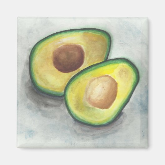 Avocado in Waterverf Magneet (Voorkant)