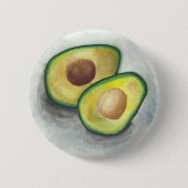 Avocado in Waterverf Ronde Button 5,7 Cm (Voorkant)
