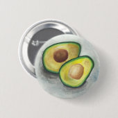 Avocado in Waterverf Ronde Button 5,7 Cm (Voorkant /achterkant)
